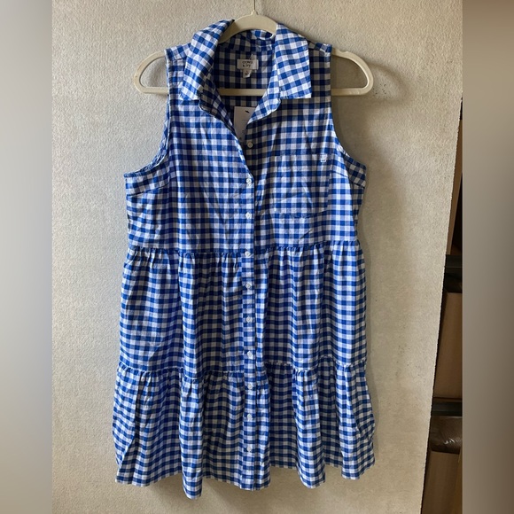 crown & ivy Dresses & Skirts - Crown & Ivy Blue Gingham Dress. NWT Size L